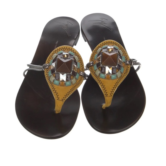 Pristine Giuseppe Zanotti Suede Crystal Embellishments Slides Size: 8.5 - Picture 4 of 9